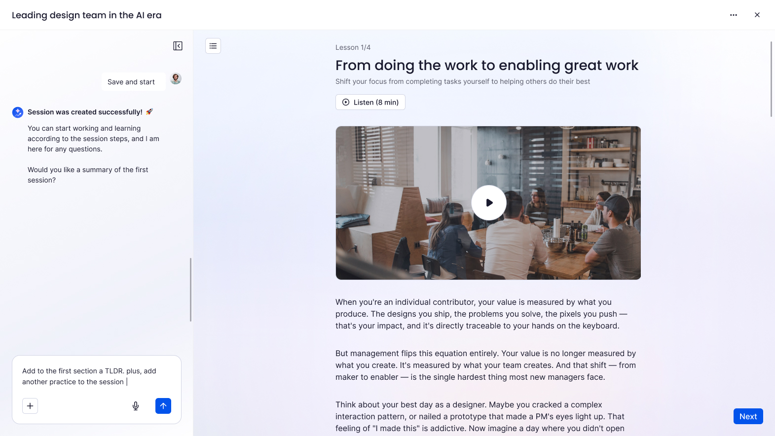 Learning segment screen